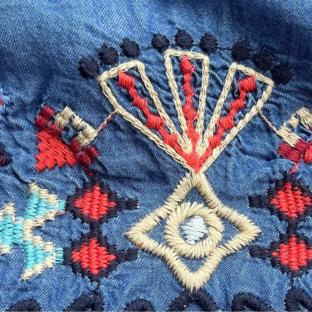 Johnny Was Mareen Kimono XS – Chambray Embroidered Boho Cardigan - Picture 14 of 14